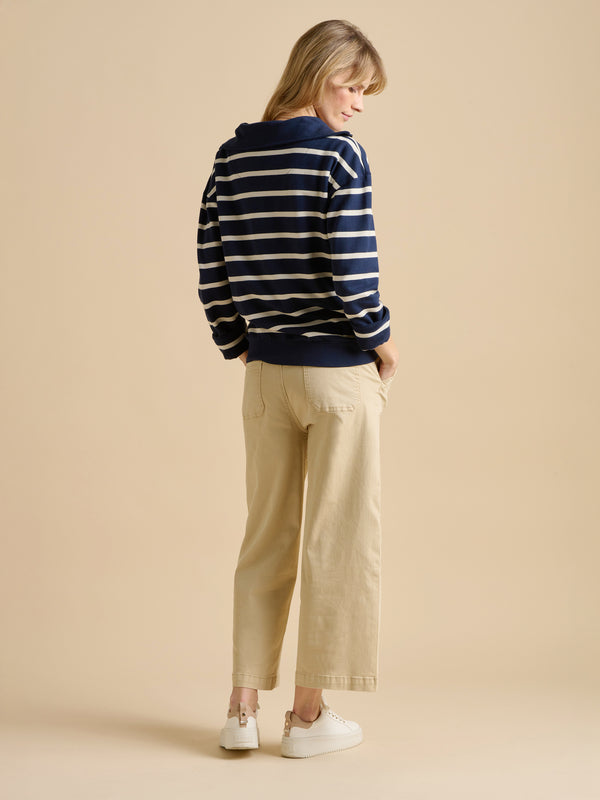 Brakeburn Navy Stripe Quarter Zip Sweat