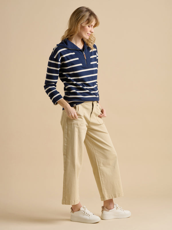 Brakeburn Navy Stripe Quarter Zip Sweat