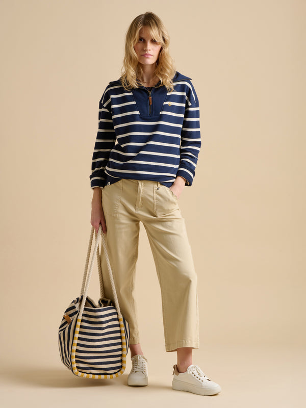 Brakeburn Navy Stripe Quarter Zip Sweat