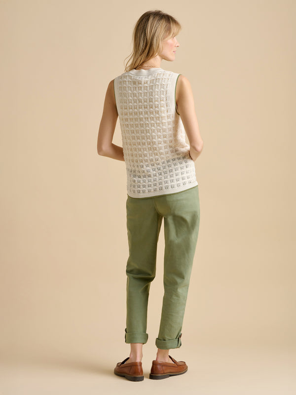 Brakeburn Pointelle Knitted Button Tank
