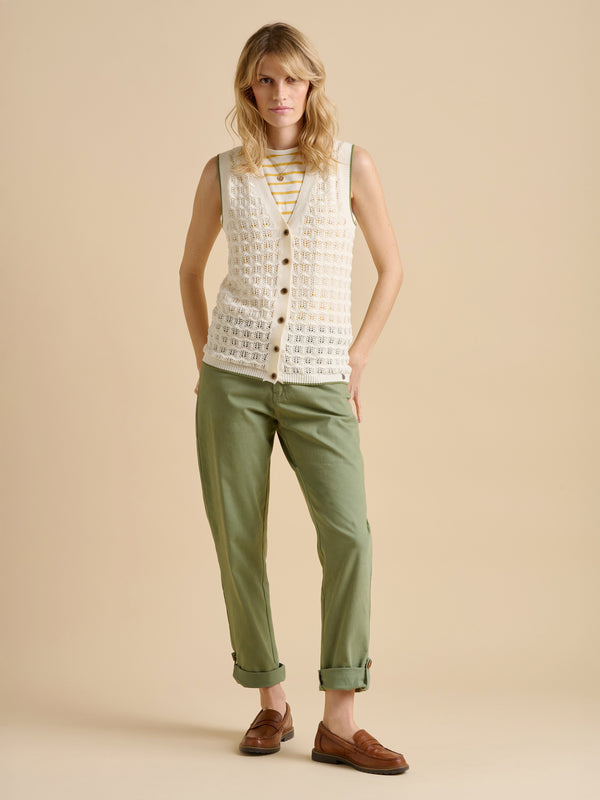 brakeburn Pointelle Knitted Button Tank