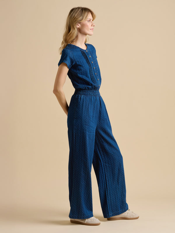 Brakeburn Spot Denim Wide Leg Jumpsuit