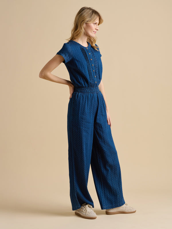 Brakeburn Spot Denim Wide Leg Jumpsuit