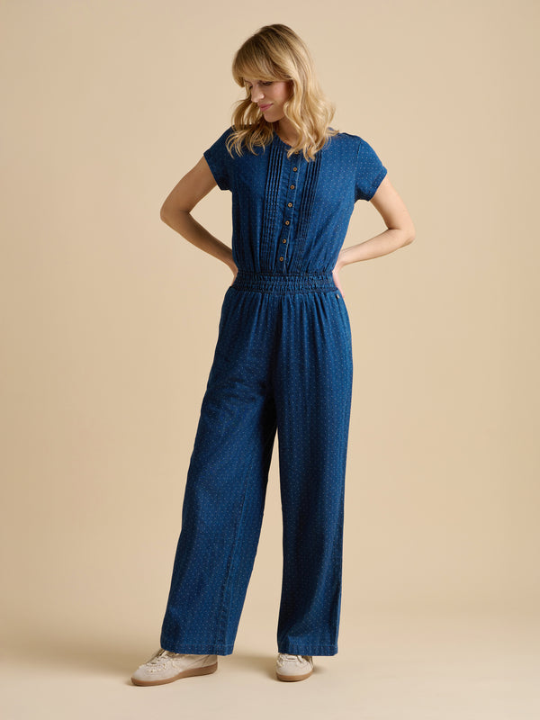 brakeburn Spot Denim Wide Leg Jumpsuit