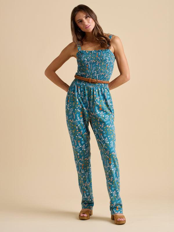 Brakeburn Teal Shoreline Meadow Jumpsuit