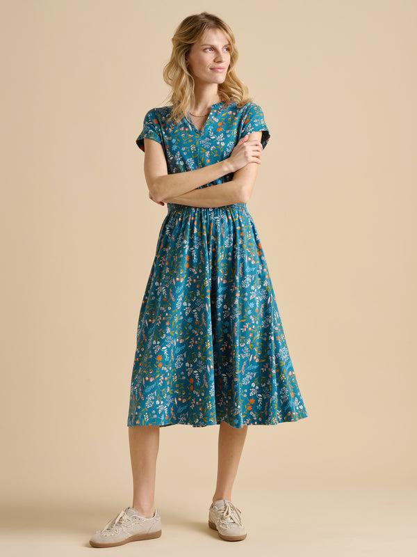 Brakeburn Teal Shoreline Meadow Midi Dress