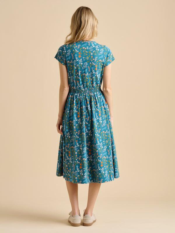 Brakeburn Teal Shoreline Meadow Midi Dress