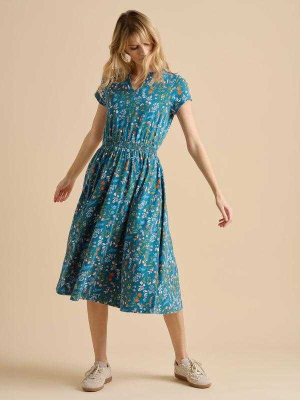Brakeburn Teal Shoreline Meadow Midi Dress