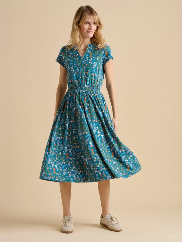 brakeburn Teal Shoreline Meadow Midi Dress