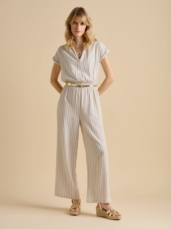Brakeburn Wide Leg Stripe Jumpsuit