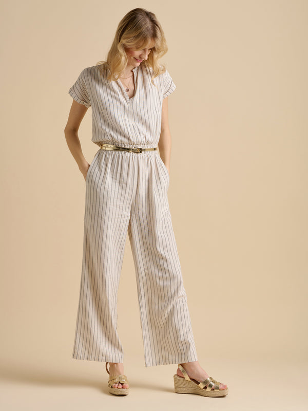 Brakeburn Wide Leg Stripe Jumpsuit