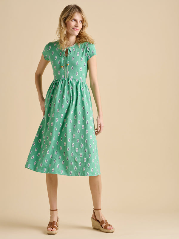 Brakeburn Woodblock Floral Knee Length Dress