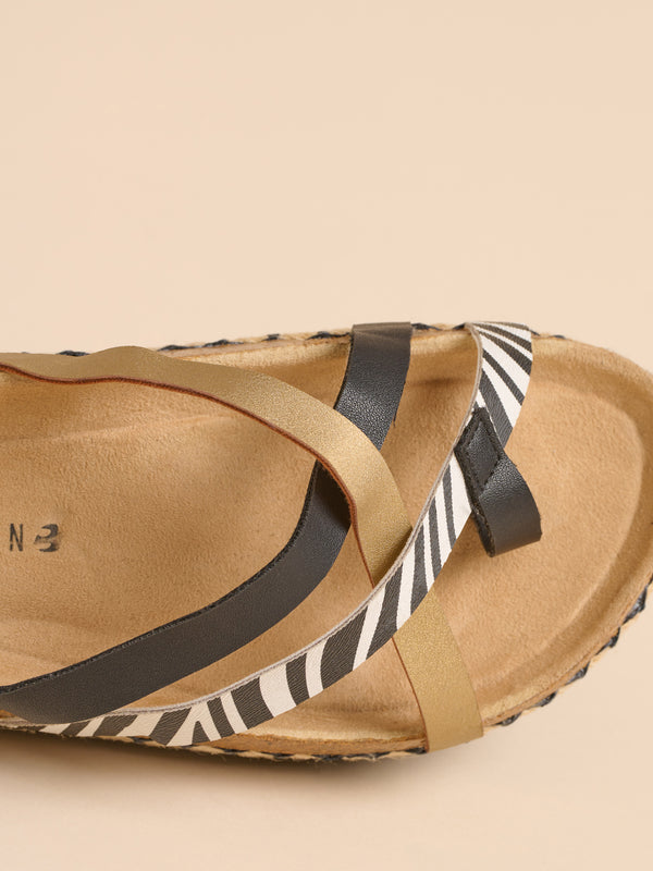 Brakeburn Zebra Multi Strap Sandals