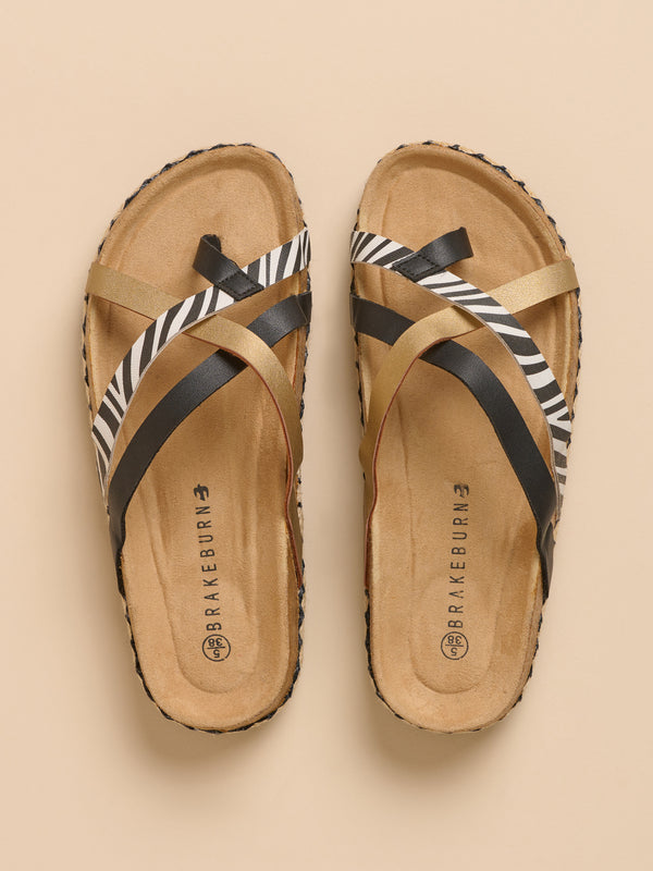 Brakeburn Zebra Multi Strap Sandals