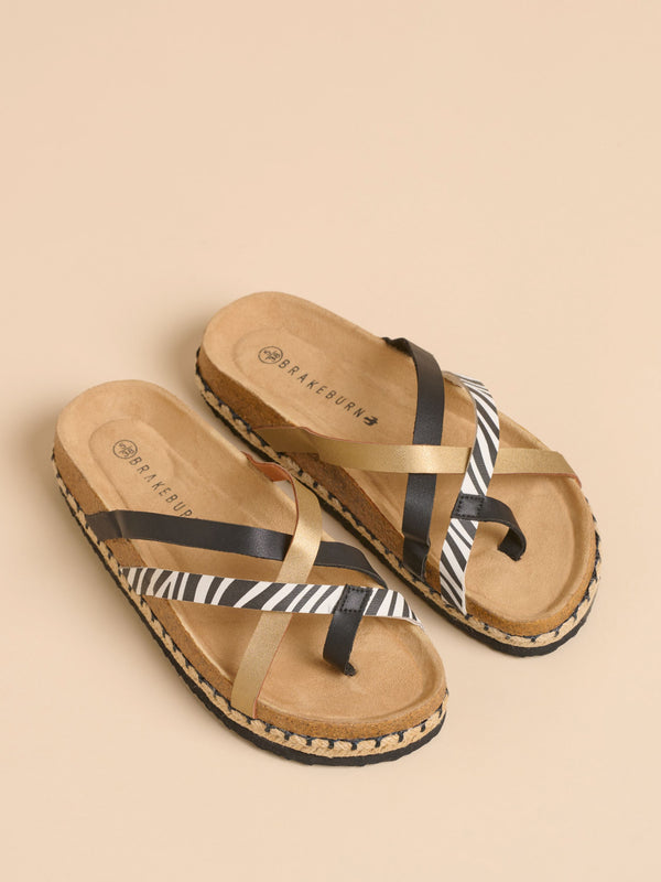 Brakeburn Zebra Multi Strap Sandals