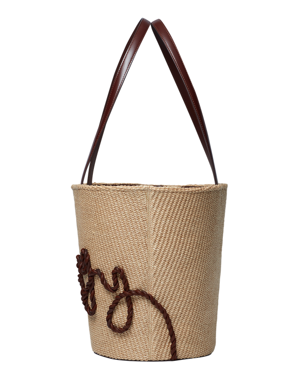 Boyy Raffia Tote 25 Oxblood