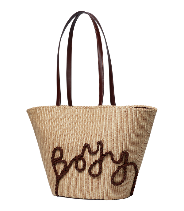 Boyy Raffia Tote 25 Oxblood