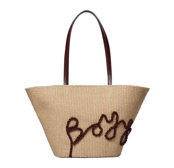 boyy Raffia Tote 25 Oxblood