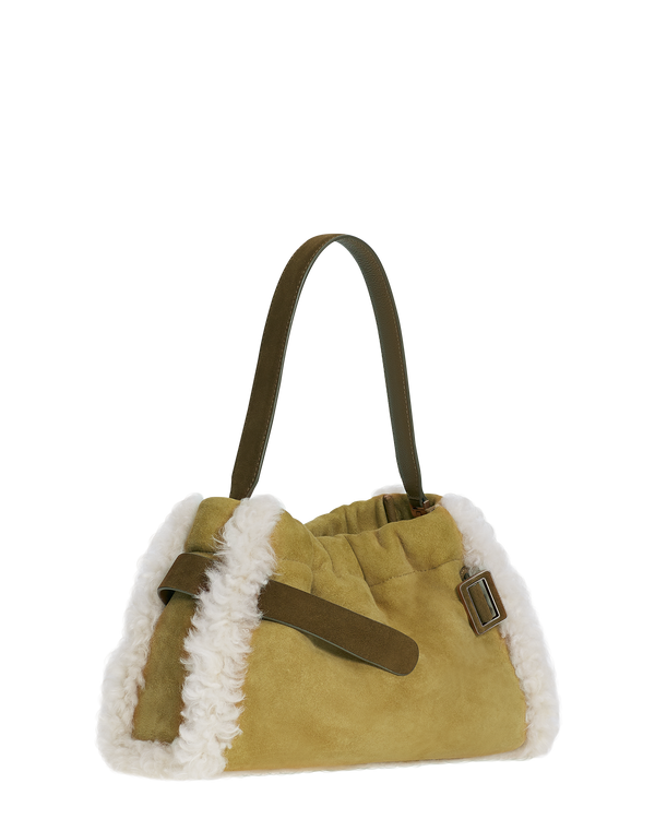 Boyy Scrunchy Satchel Shearling Beige/Caccia