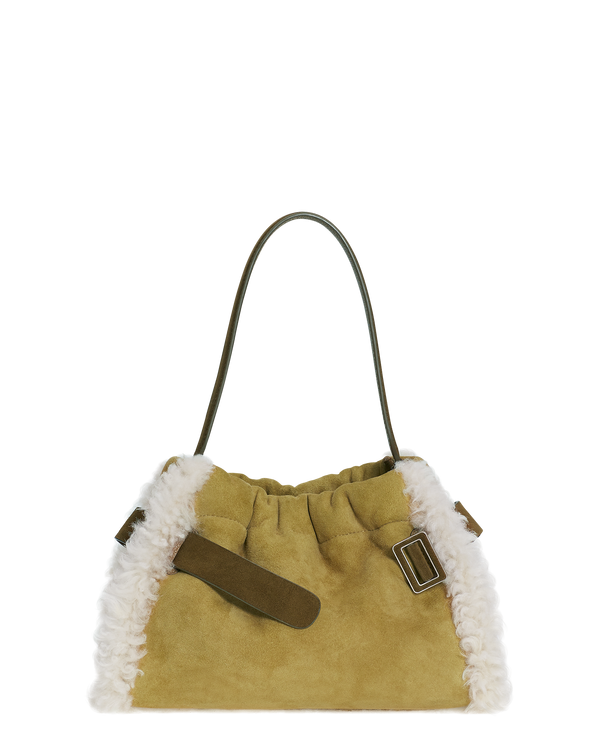 boyy Scrunchy Satchel Shearling Beige/Caccia