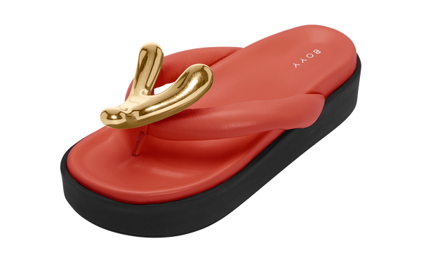 Boyy YY Platform Flat Sandal Hot Coral