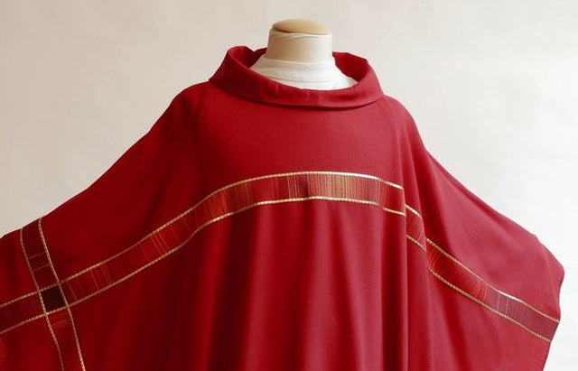 Bramante Asymmetrical Cross Red Chasuble