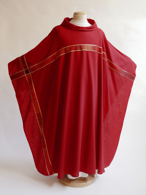 bramante Asymmetrical Cross Red Chasuble