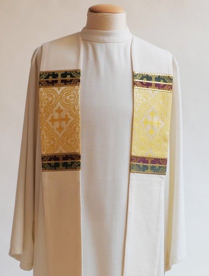 Bramante Classic Three Brocade White Stole