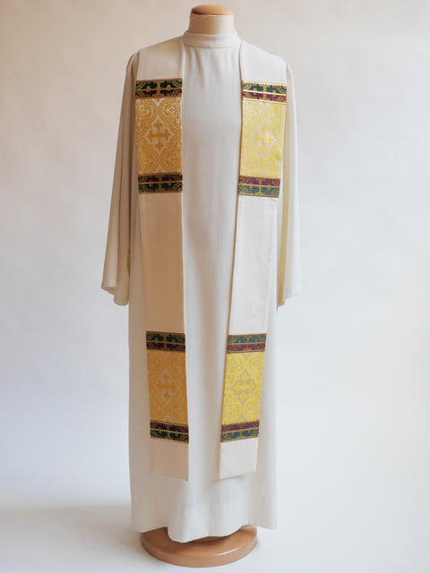 bramante Classic Three Brocade White Stole