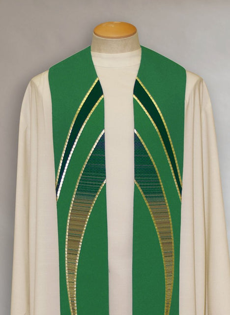 Bramante Curvilinear Woven Green Stole