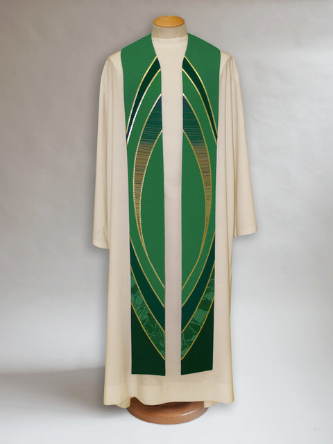 bramante Curvilinear Woven Green Stole