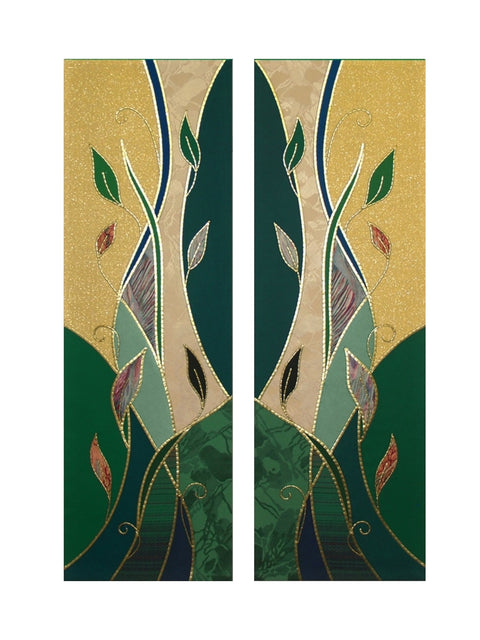 Bramante Green & Gold Foliage Scarves