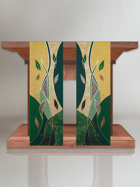 bramante Green & Gold Foliage Scarves