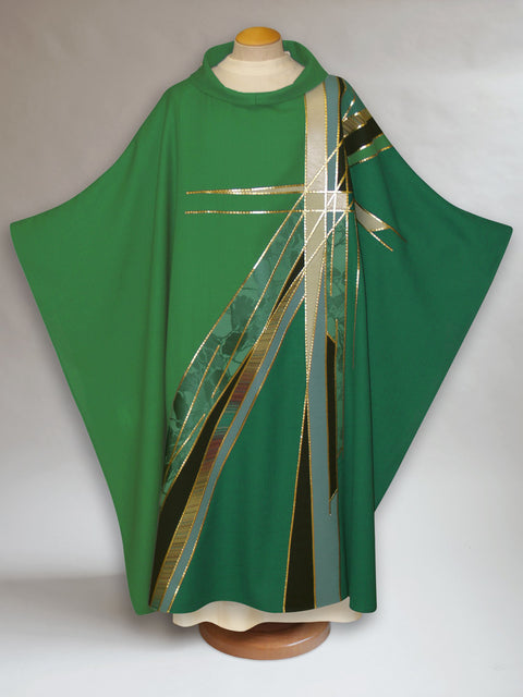 bramante Green Stained Glass Cross Chasuble