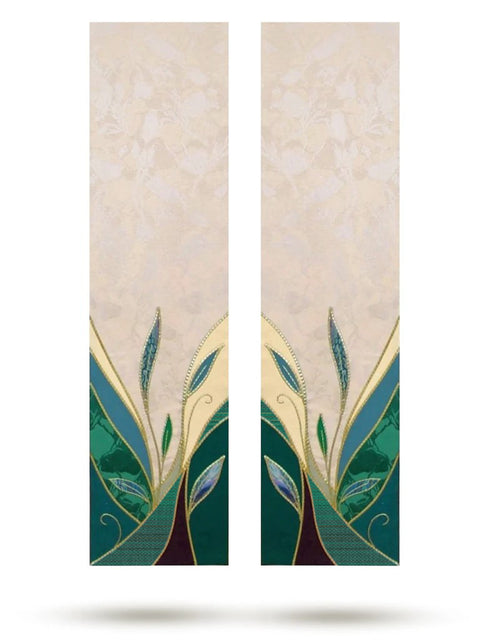 Bramante Green & White Foliage Altar Scarves