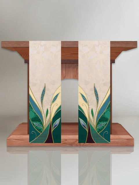 bramante Green & White Foliage Altar Scarves