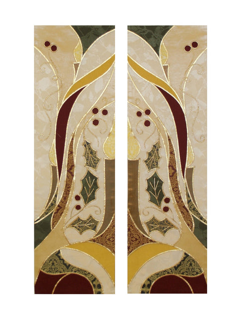 Bramante Holly And Candle Christmas Altar Scarves