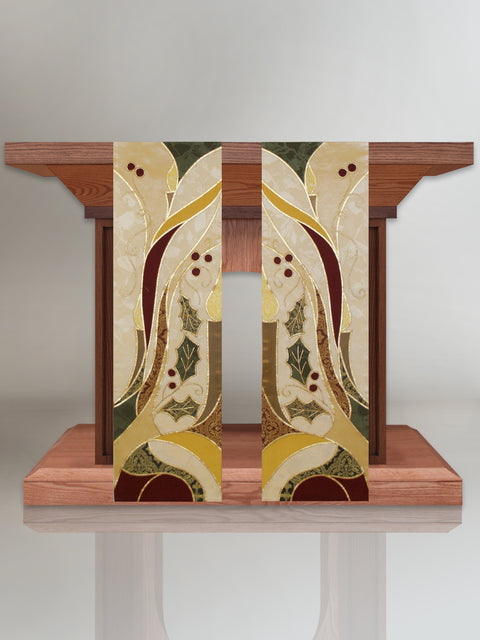 bramante Holly and Candle Christmas Altar Scarves