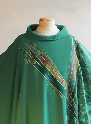 Bramante Paintbrush Cross Green Sample Chasuble