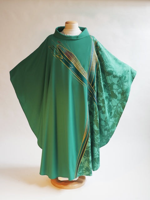 bramante Paintbrush Cross Green Sample Chasuble