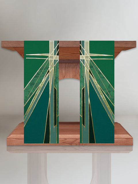bramante Stained Glass Cross Green Altar Scarves