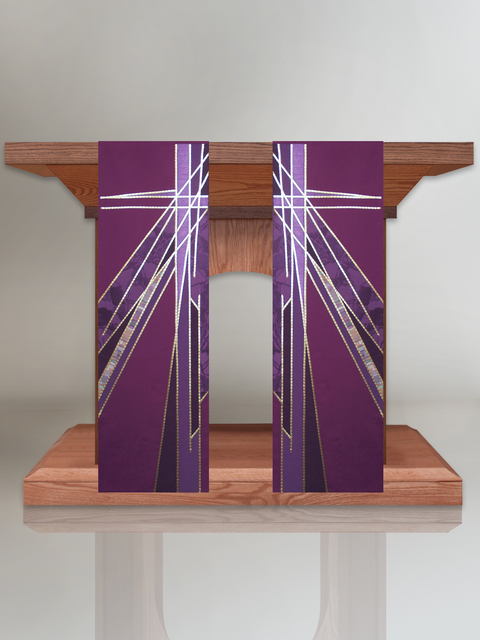 bramante Stained Glass Cross Purple Altar Scarves