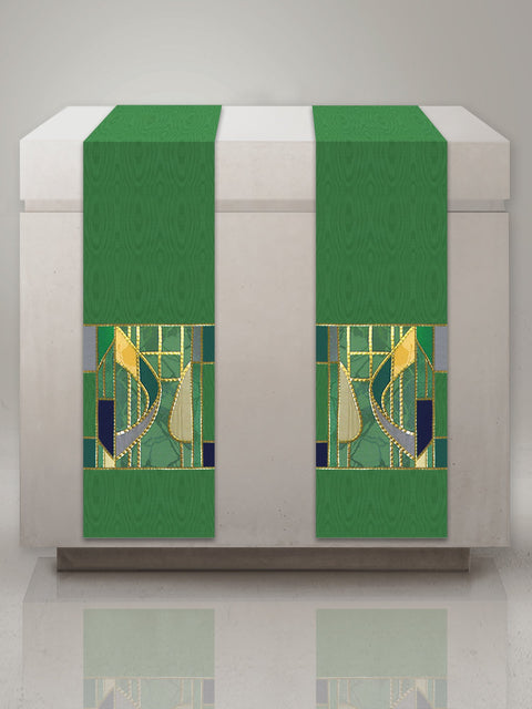 Bramante Stained Glass Green Altar Scarves
