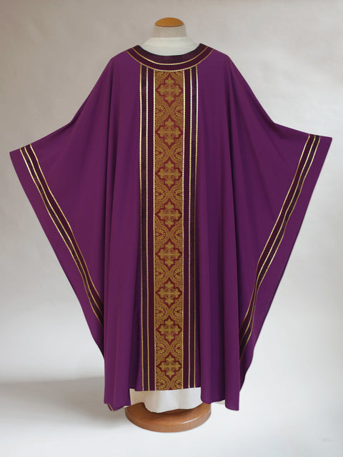 bramante Three Brocade Purple Chasuble