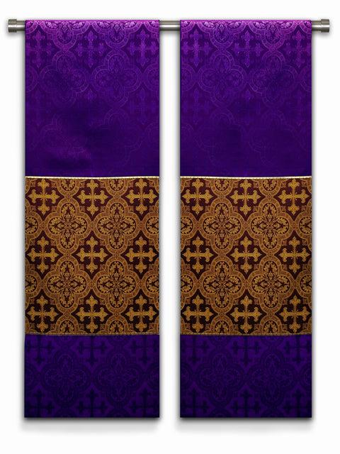 Bramante Classic Francis Cross Sarum & Brocade Burgundy Sample Altar Scarves