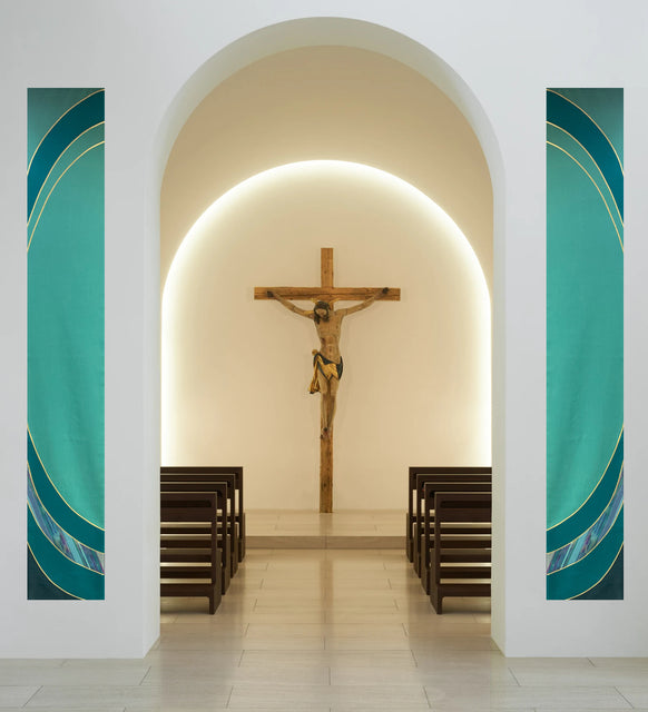 bramante Curvilinear Green Sample Set of Wall Hangings/Altar Scarves