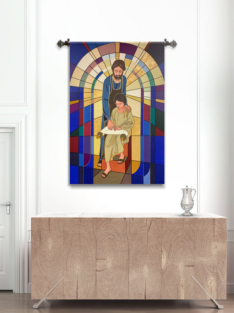 Bramante Joseph Teaching Jesus Stained Glass Banner