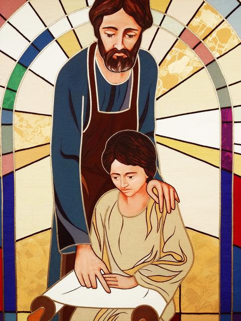 Bramante Joseph Teaching Jesus Stained Glass Banner