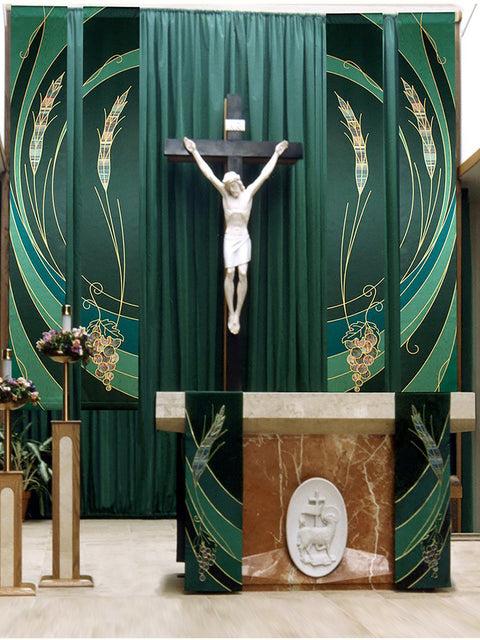 bramante Ordinary Time Eucharistic Green Banners and Altar Scarves