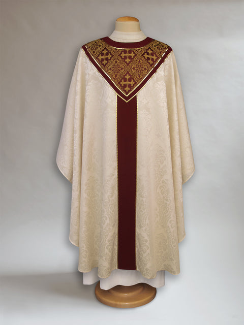 bramante Solemn Florence Ecru & Burgundy Sample Chasuble